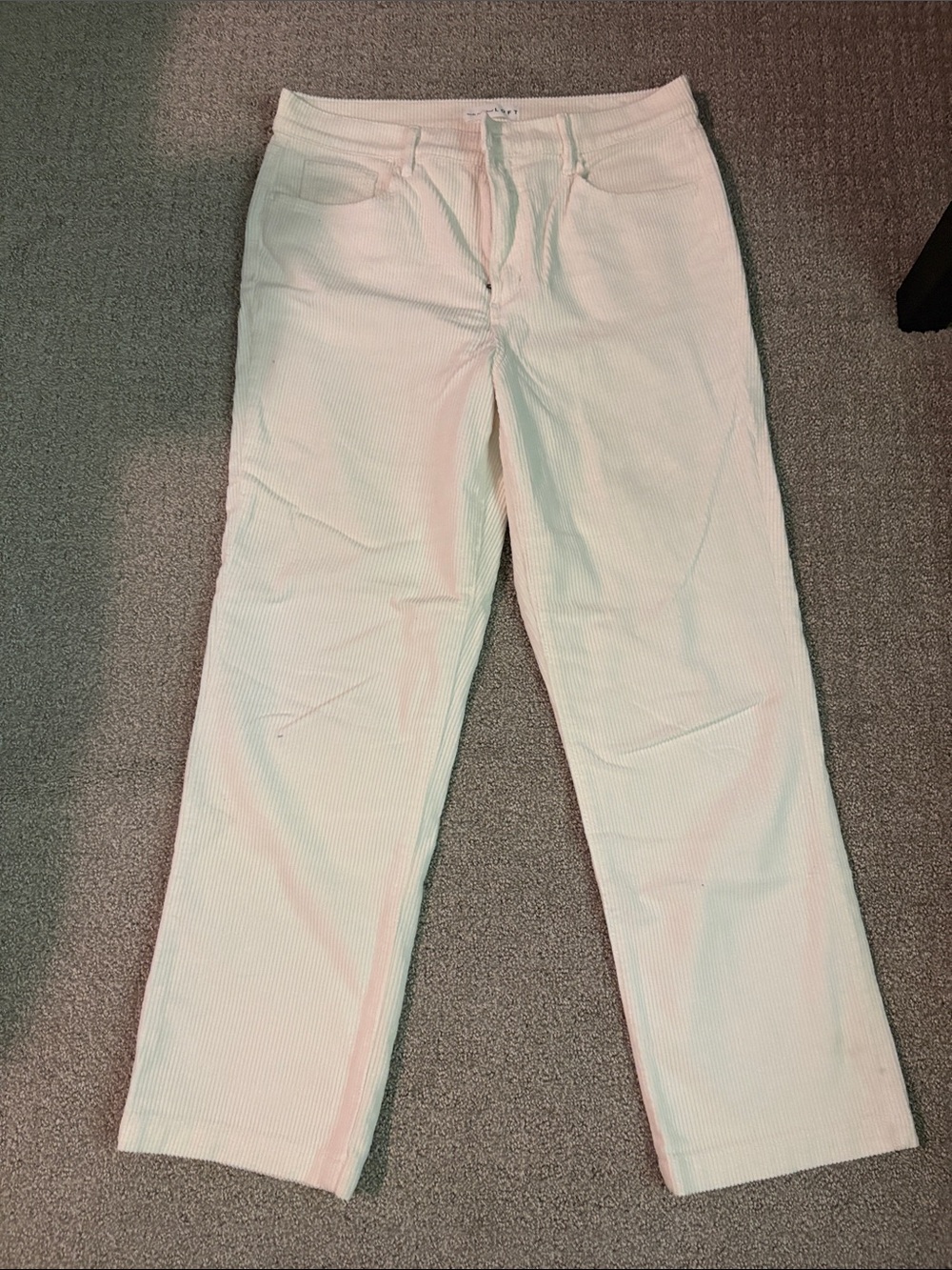 Loft White Corduroy Straight-Leg Pants